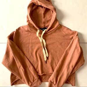 Lulu's Rust Colored Small Stay Home Cropped Pullover Hoodie